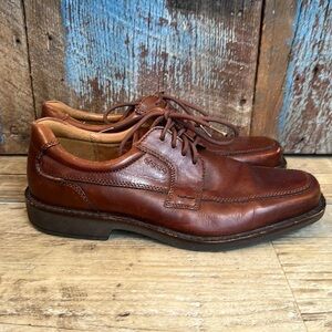 Ecco Men’s Oxford Lace Up Brown Leather Loafer Size 44